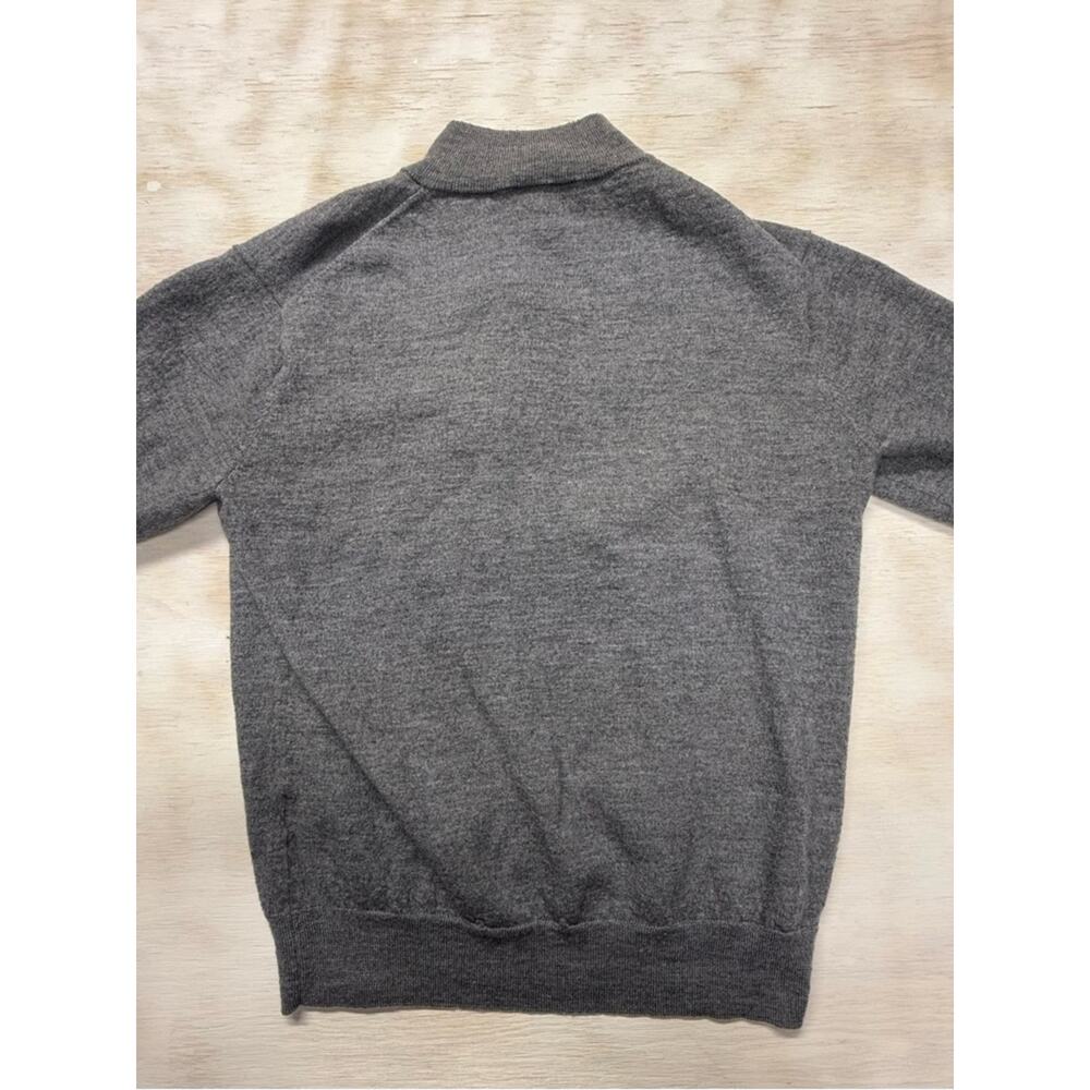 Peter Millar Gray Half-Zip Sweater with Brown Zip Placket Men's Medium - Picture 5 of 11